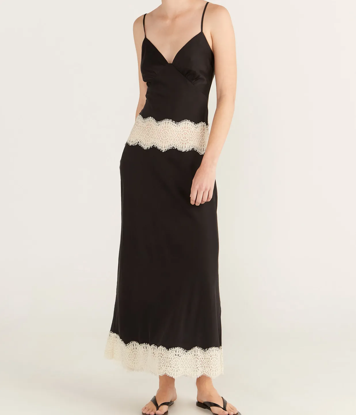 Hansen & Gretel Winslet Slip Dress in Black and Cream Flash Sale