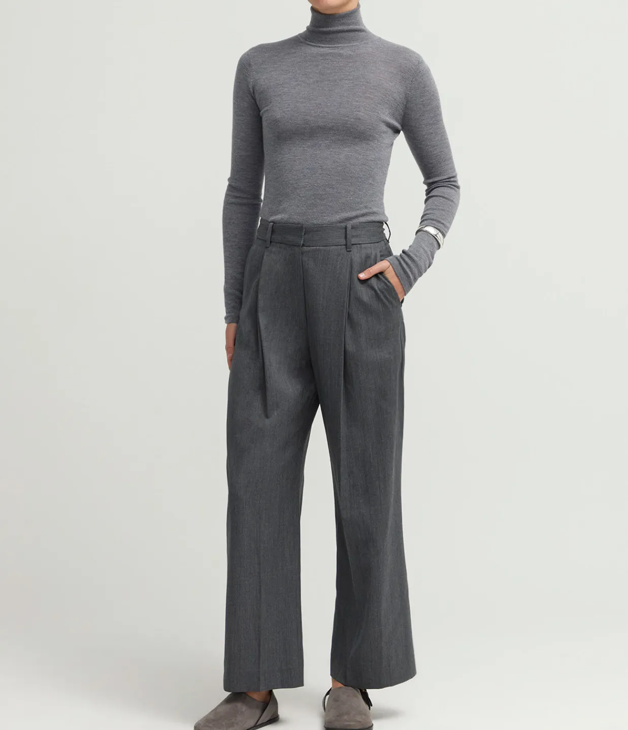 A.Emery Wynter Mock Neck Top in Grey Melange Discount